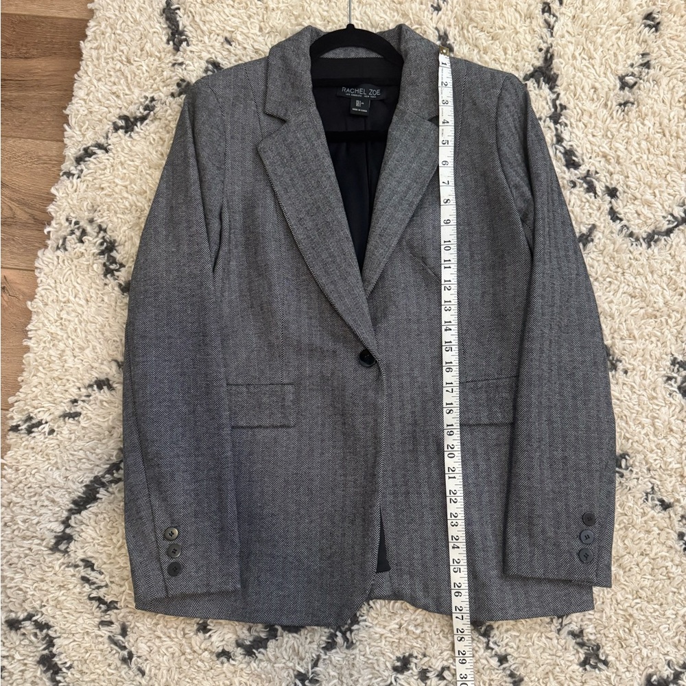 Rachel Zoe Grey and Black Herringbone Blazer Size L